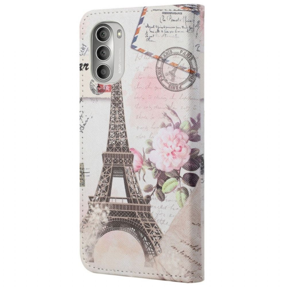 Folio-hoesje voor Moto G51 5G Retro Eiffeltoren