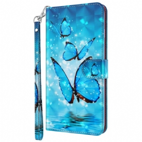 Folio-hoesje voor Moto G51 5G Vliegende Blauwe Vlinders