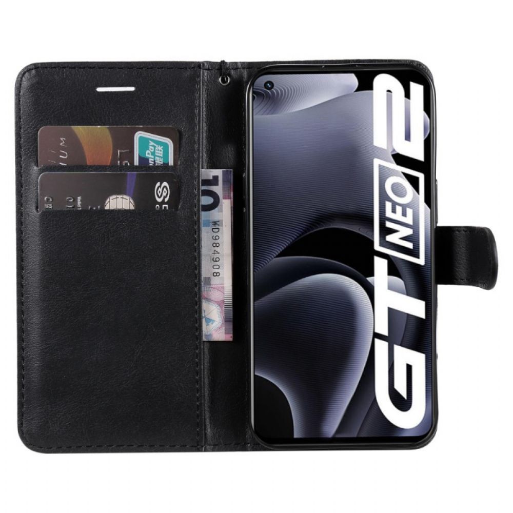 Folio-hoesje voor Realme GT Neo 3T / Neo 2 Met Ketting Leren Bandeffect