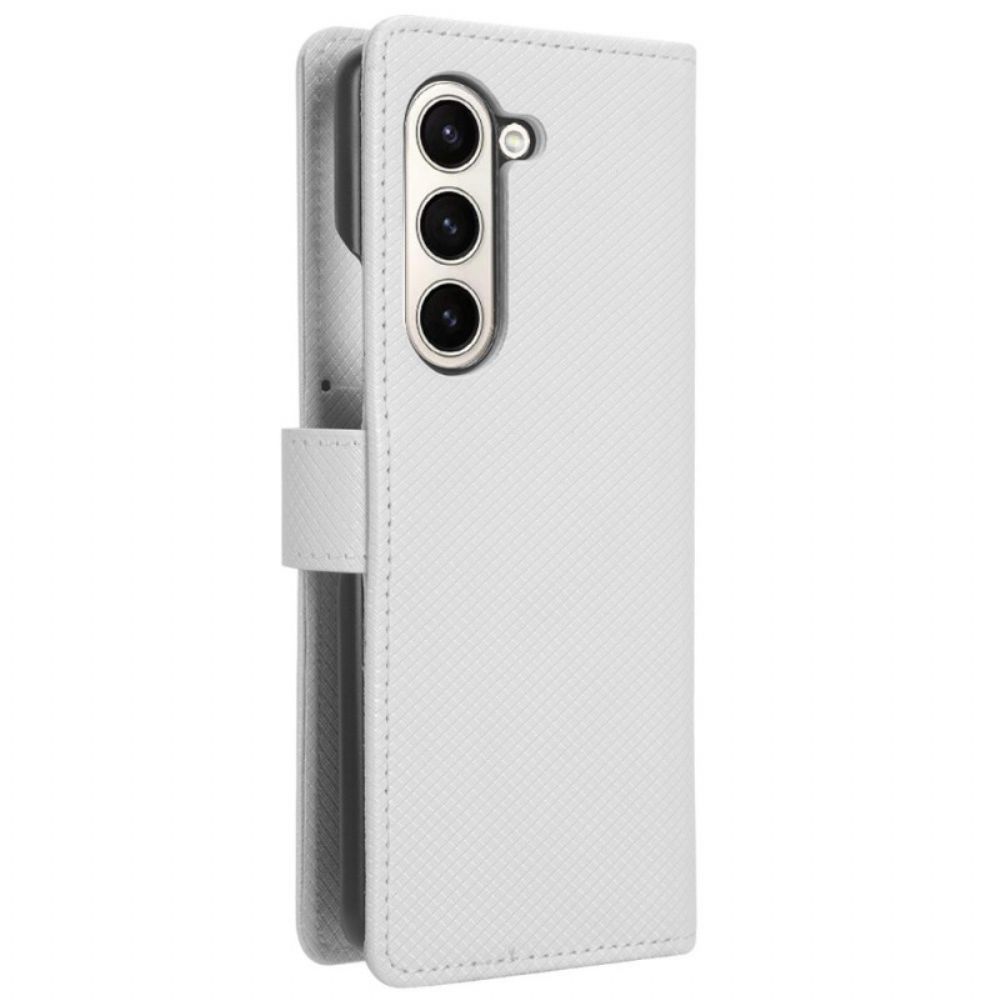Leren Hoesje Samsung Galaxy Z Fold 6 Strappunten Bescherming Hoesje