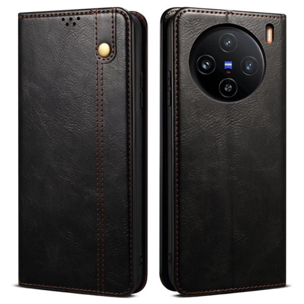 Folio-hoesje Vivo X100 Pro Telefoonhoesje Gewaxt Kunstleer