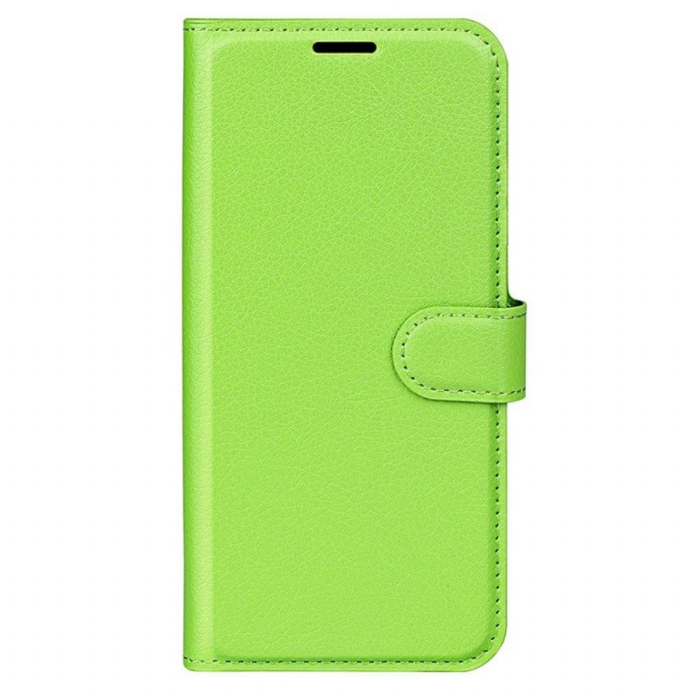 Folio-hoesje voor Samsung Galaxy S23 5G Klassiek Litchi-leereffect