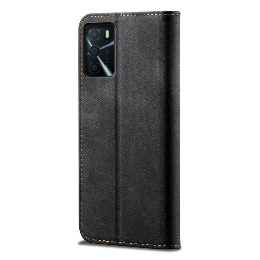 Bescherming Hoesje voor Oppo A16 / A16s Folio-hoesje Denim Stof