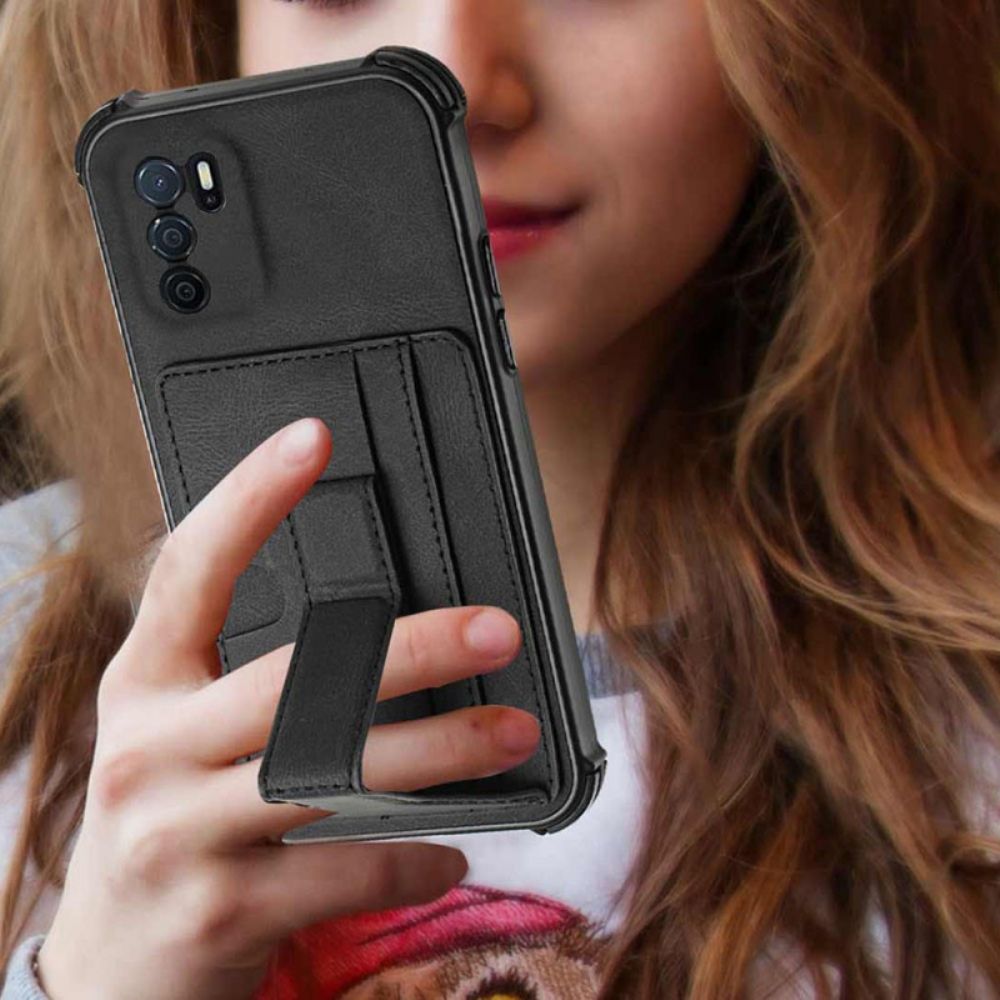 Telefoonhoesje voor Oppo A16 / A16s Leren Houder En Kaarthouder
