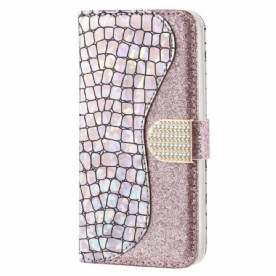 Folio-hoesje voor Samsung Galaxy S23 Ultra 5G Krokodil Diamanten