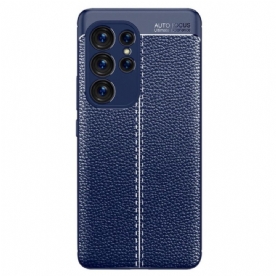 Hoesje voor Samsung Galaxy S23 Ultra 5G Dubbellijnig Litchi-leereffect