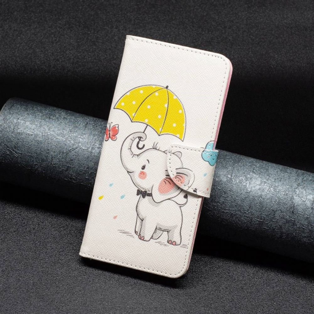Folio-hoesje voor iPhone 14 Pro Max Olifant In De Regen