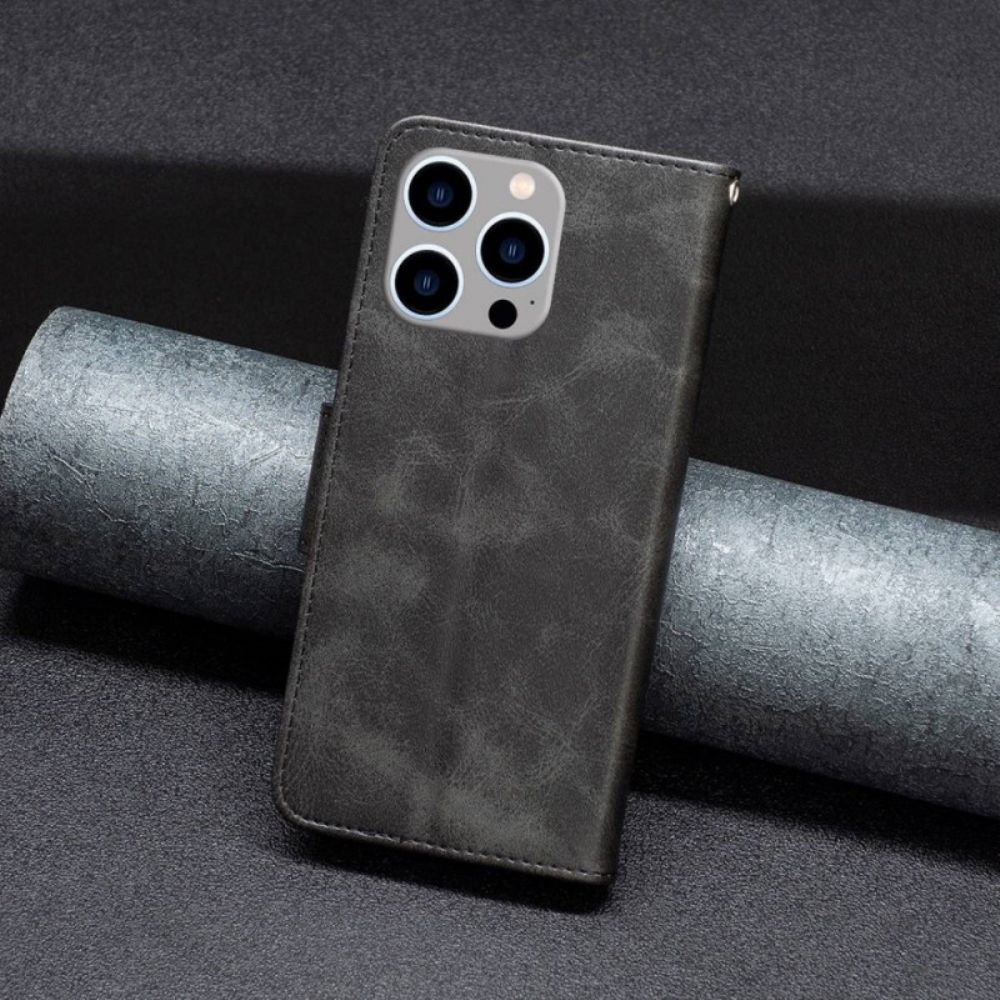 Leren Hoesje voor iPhone 14 Pro Max Schuine Sluiting