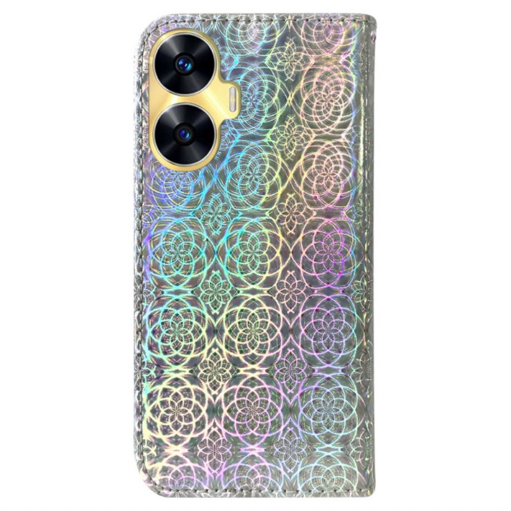 Bescherming Hoesje Realme C55 Portemonnee Met Bandje In Discostijl