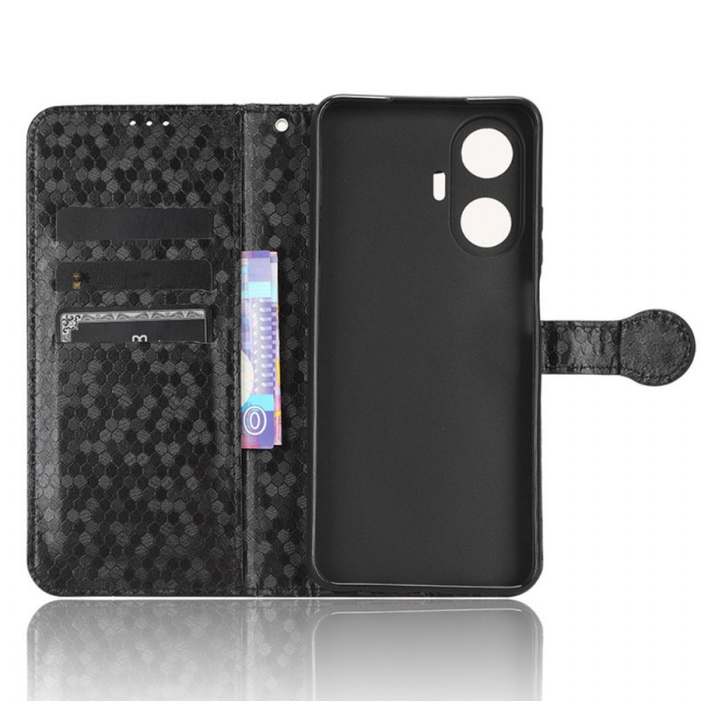 Flip Case Leren Realme C55 Glanzende Stippen Met Bandje