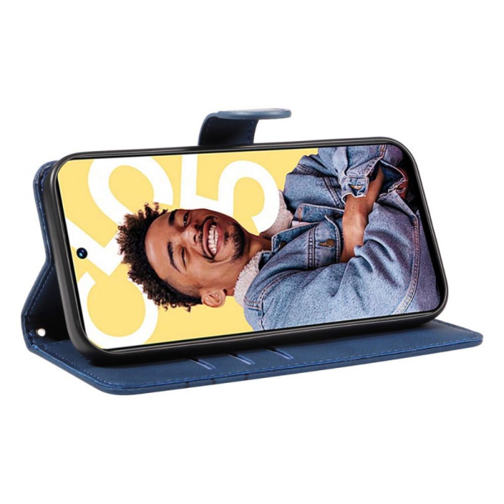 Flip Case Leren Realme C55 Golvende Lijnen Met Koord