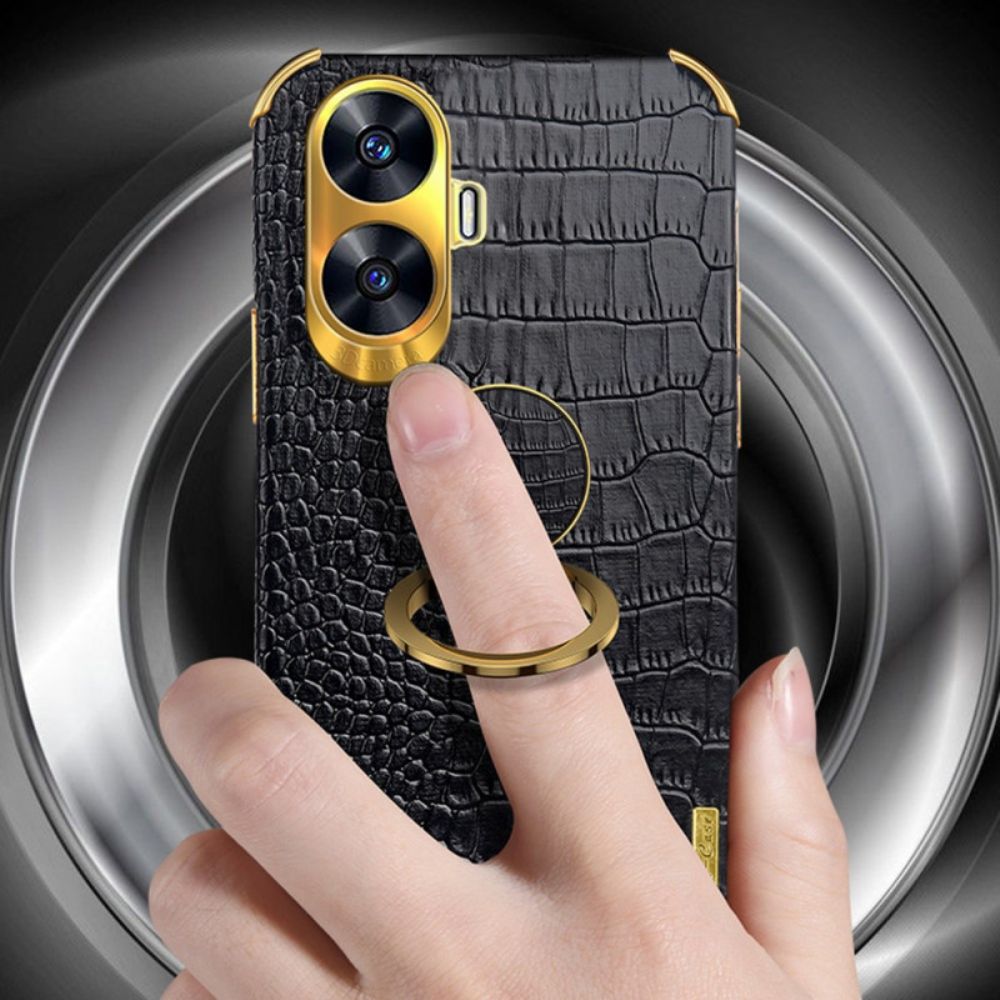 Hoesje Realme C55 Krokodillenleertextuur Met Ring Houder