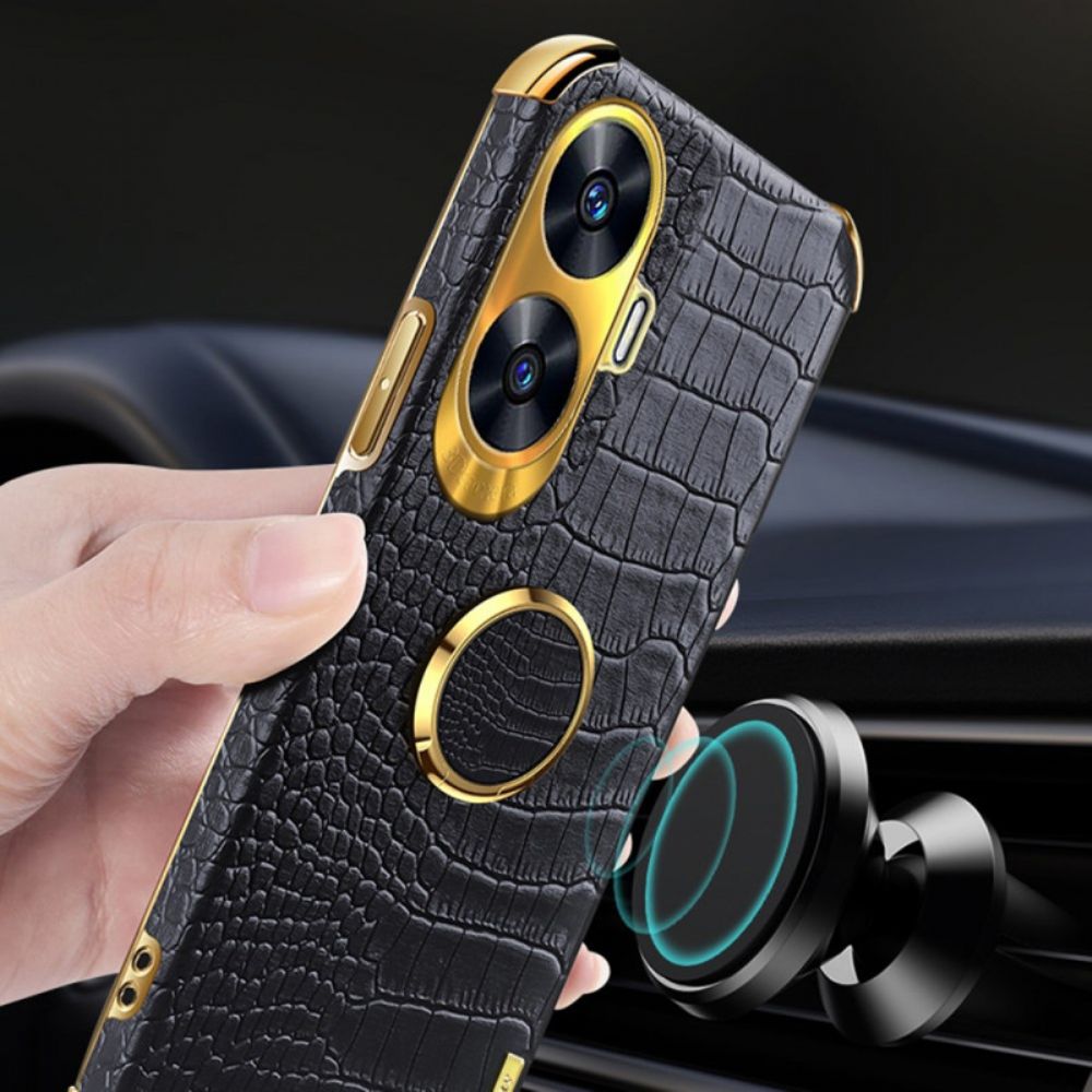 Hoesje Realme C55 Krokodillenleertextuur Met Ring Houder