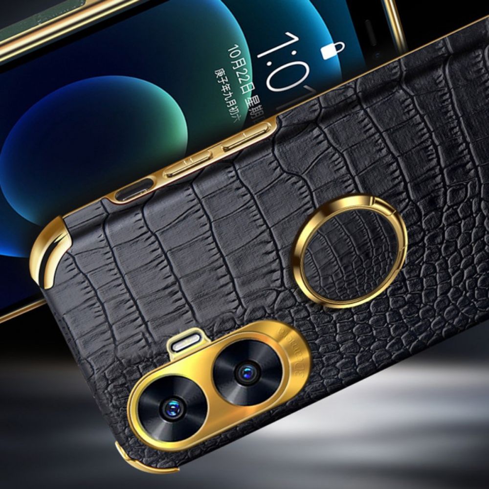 Hoesje Realme C55 Krokodillenleertextuur Met Ring Houder