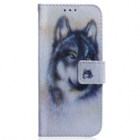 Leren Hoesje Realme C55 Aquarel Wolf