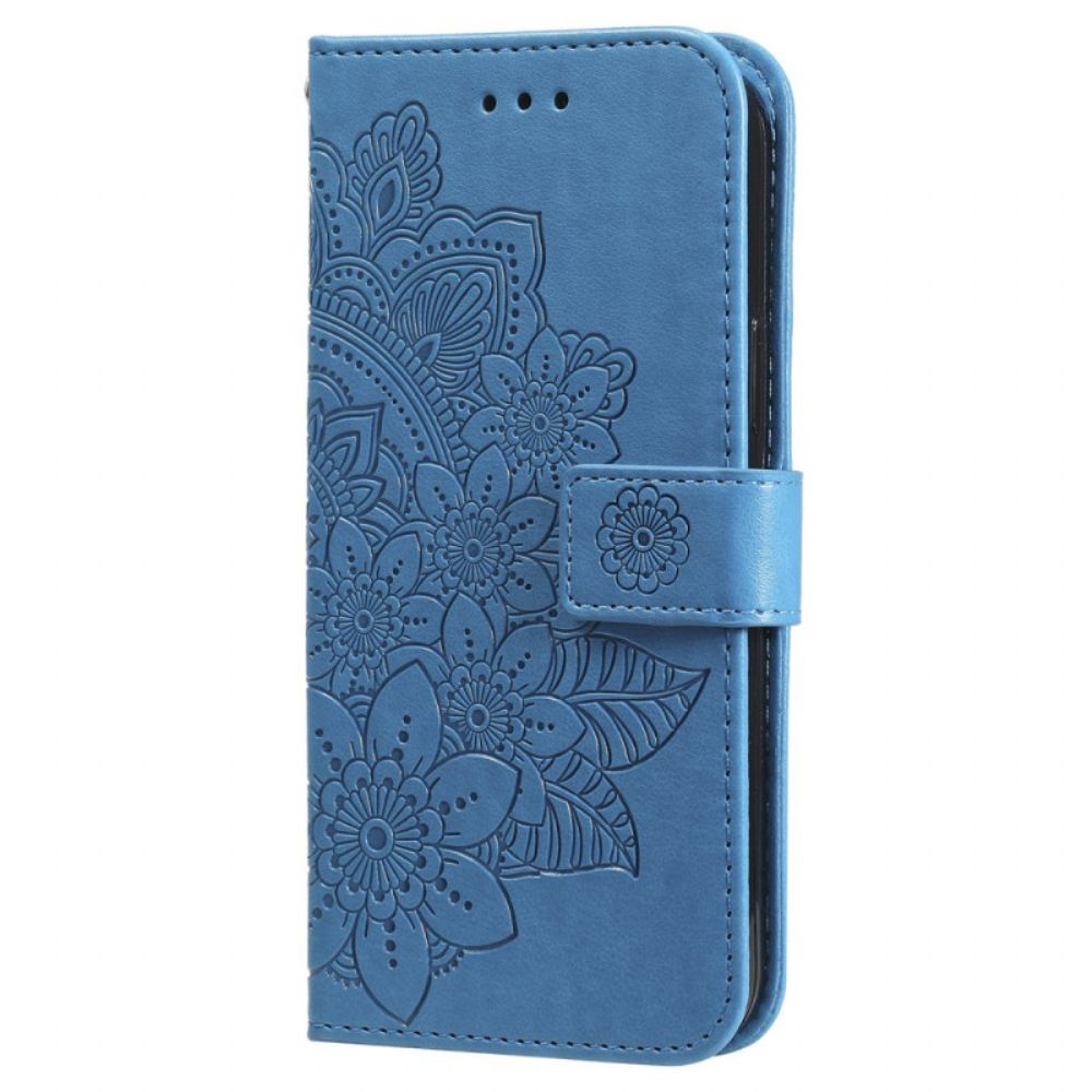 Leren Hoesje Realme C55 Bandje Met Bloemenprint Bescherming Hoesje