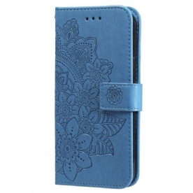 Leren Hoesje Realme C55 Bandje Met Bloemenprint Bescherming Hoesje