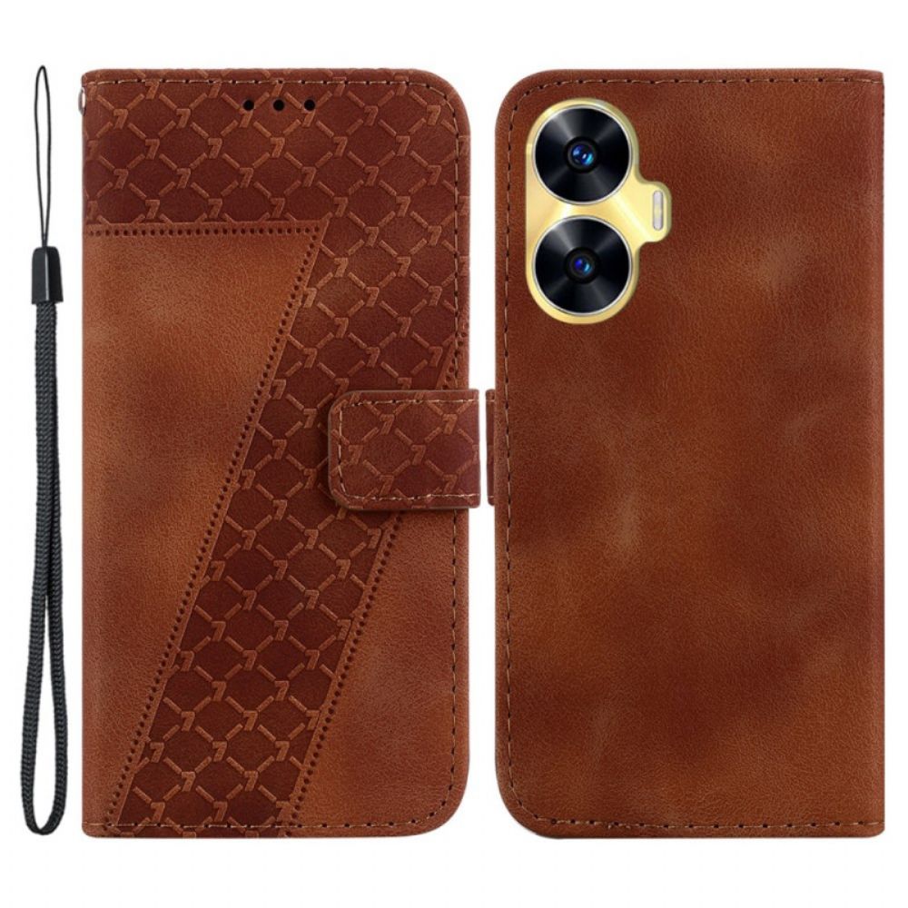 Leren Hoesje Realme C55 Model 7 Met Bandje Bescherming Hoesje