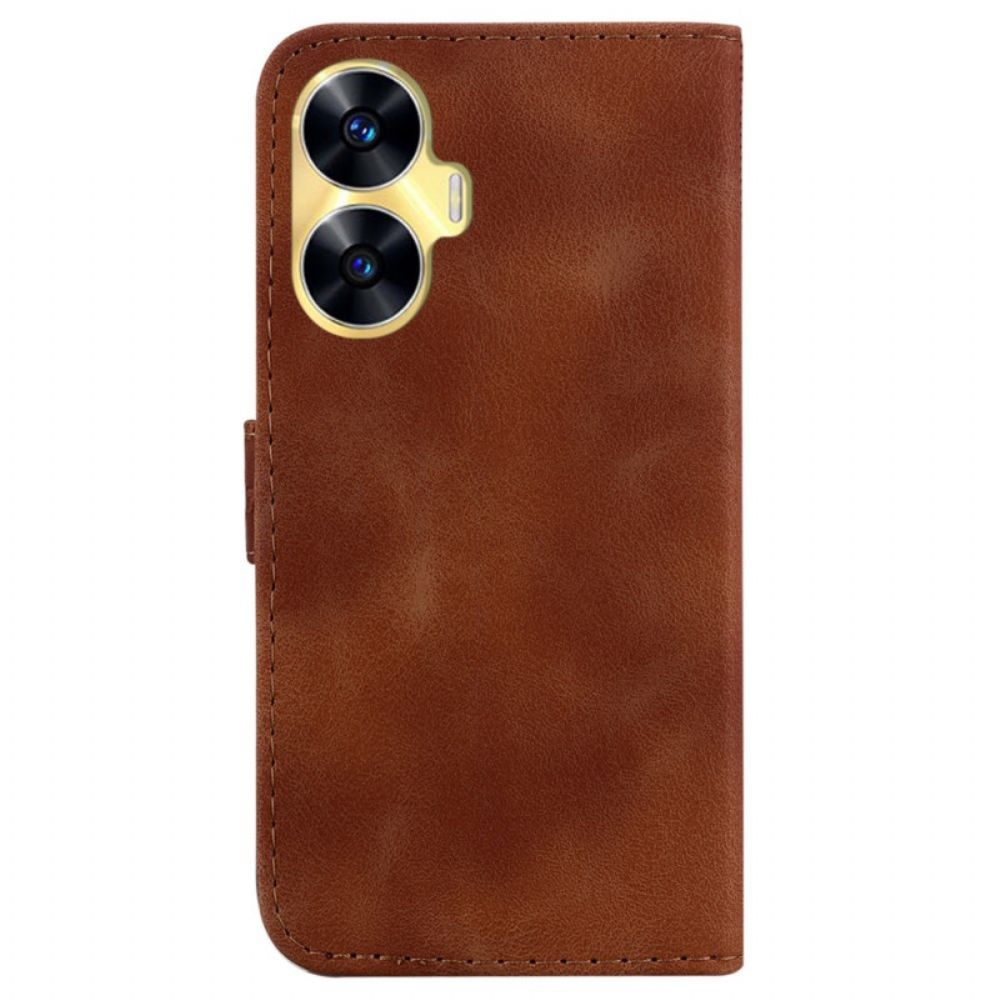 Leren Hoesje Realme C55 Model 7 Met Bandje Bescherming Hoesje