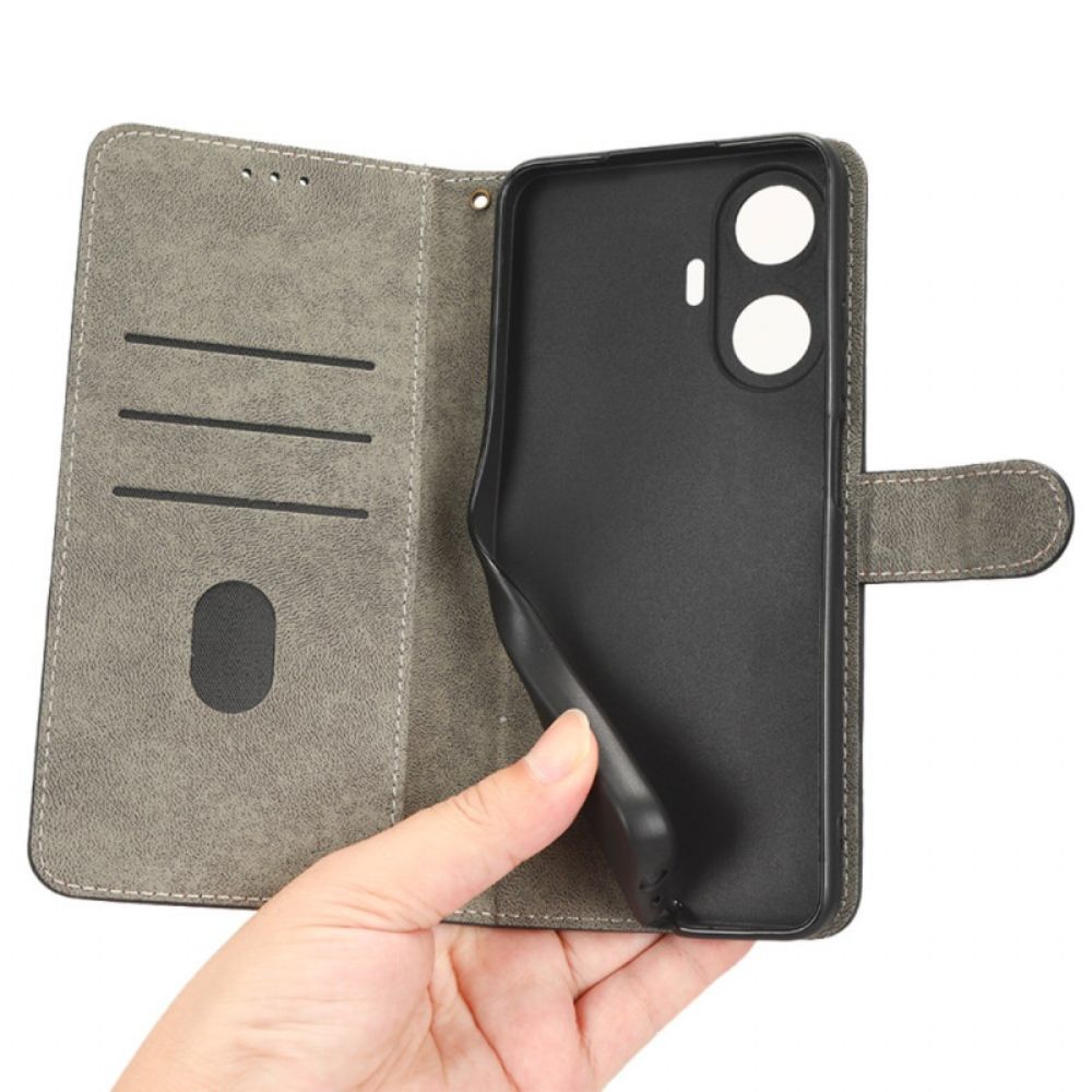 Leren Hoesje Realme C55 Rfid-blokkerende Portemonnee Met Bandje