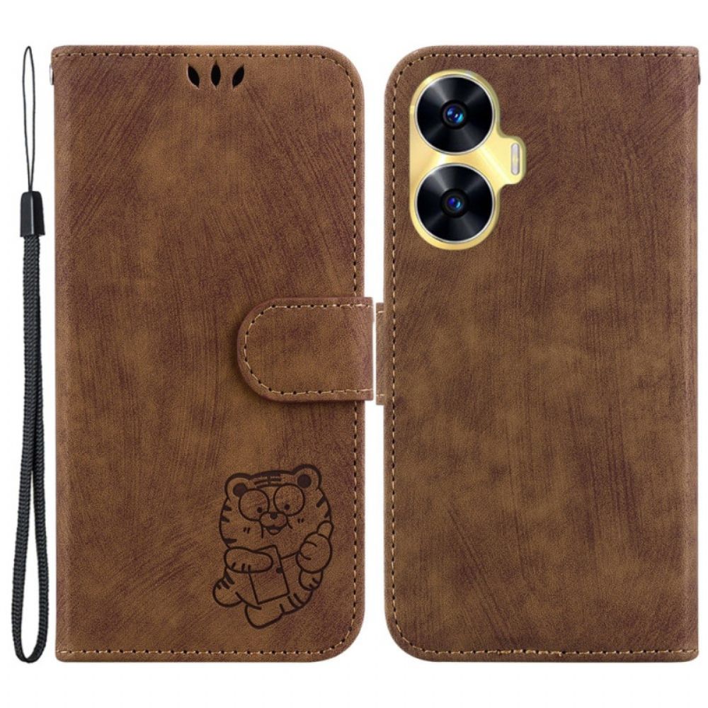 Leren Hoesje Realme C55 Schattige Tijger Bescherming Hoesje