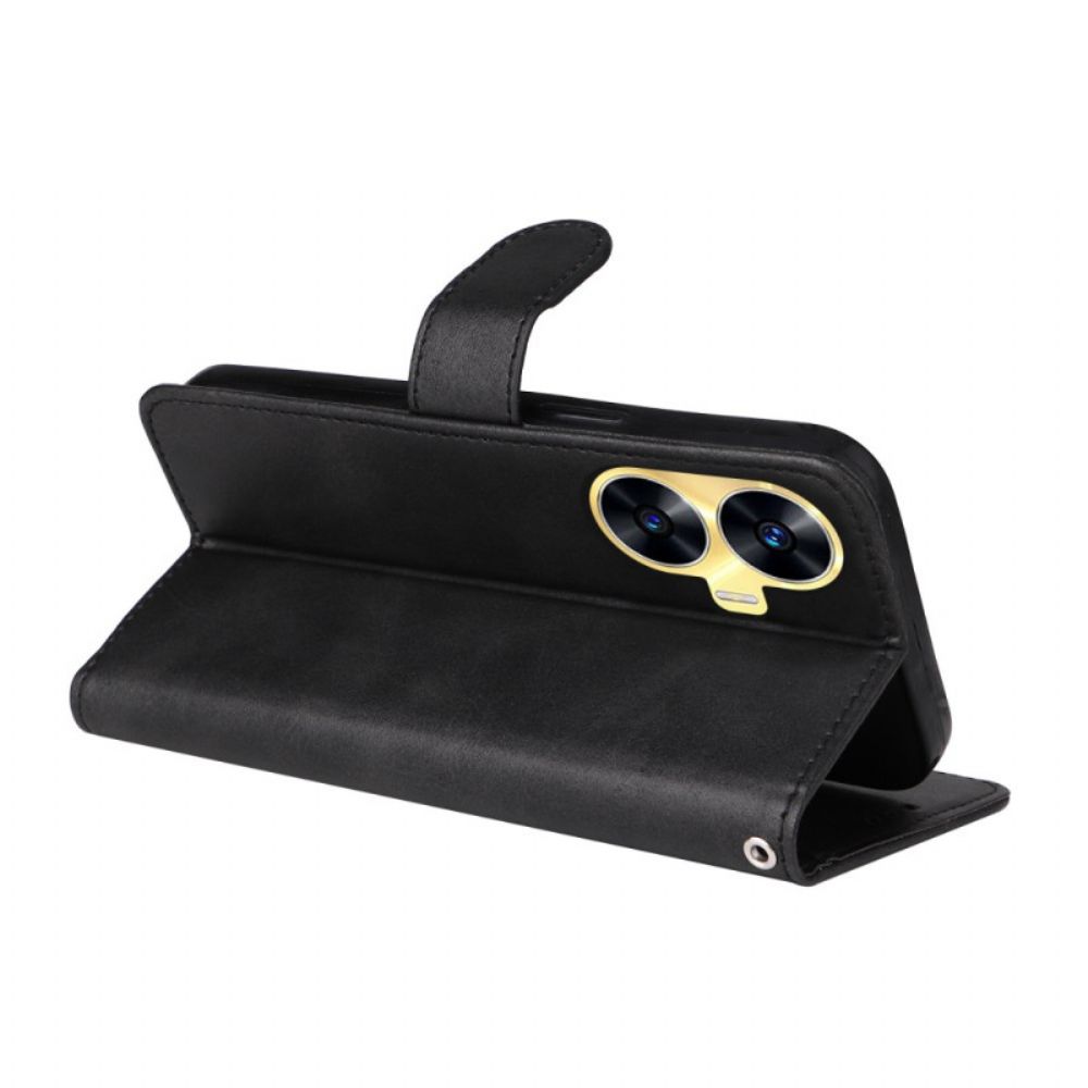 Leren Hoesje Voor Realme C55 Bandje Met Leerstructuur