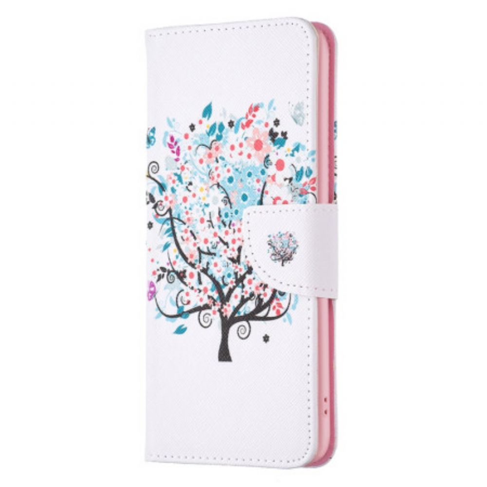Leren Hoesje Voor Realme C55 Bloeiende Boom