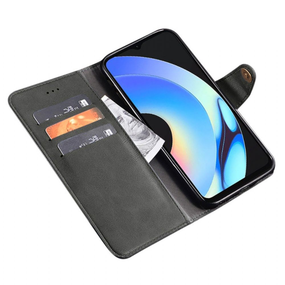 Leren Hoesje Voor Realme C55 Idewei Gouden Knopen