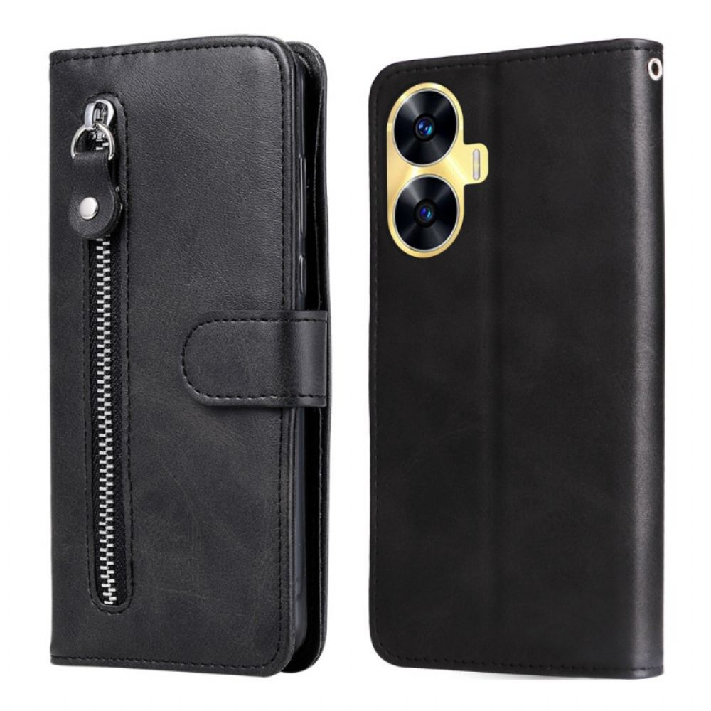 Leren Hoesje Voor Realme C55 Muntvakje Aan De Voorkant