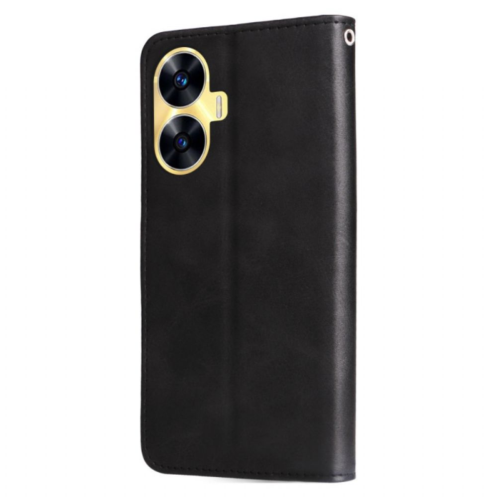 Leren Hoesje Voor Realme C55 Muntvakje Aan De Voorkant