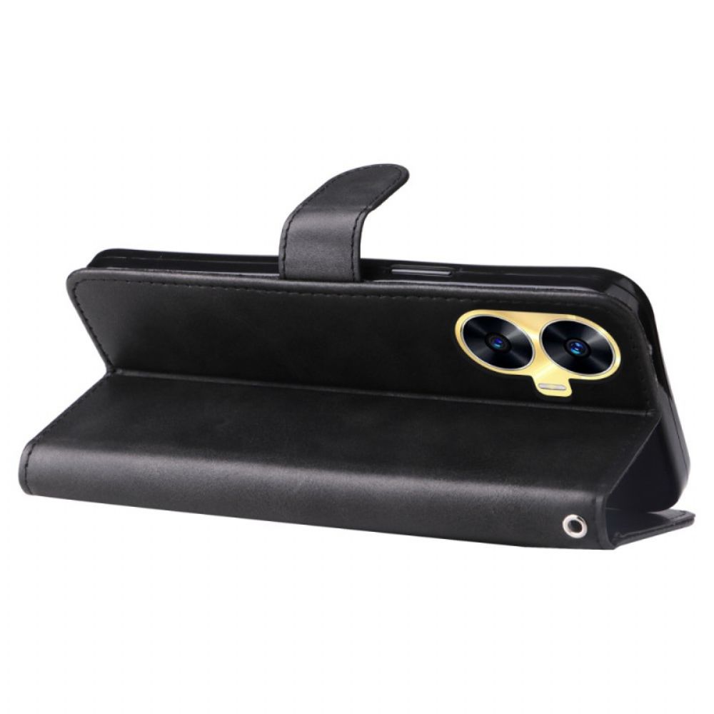 Leren Hoesje Voor Realme C55 Muntvakje Aan De Voorkant