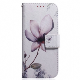 Leren Hoesje Voor Realme C55 Roze Bloem