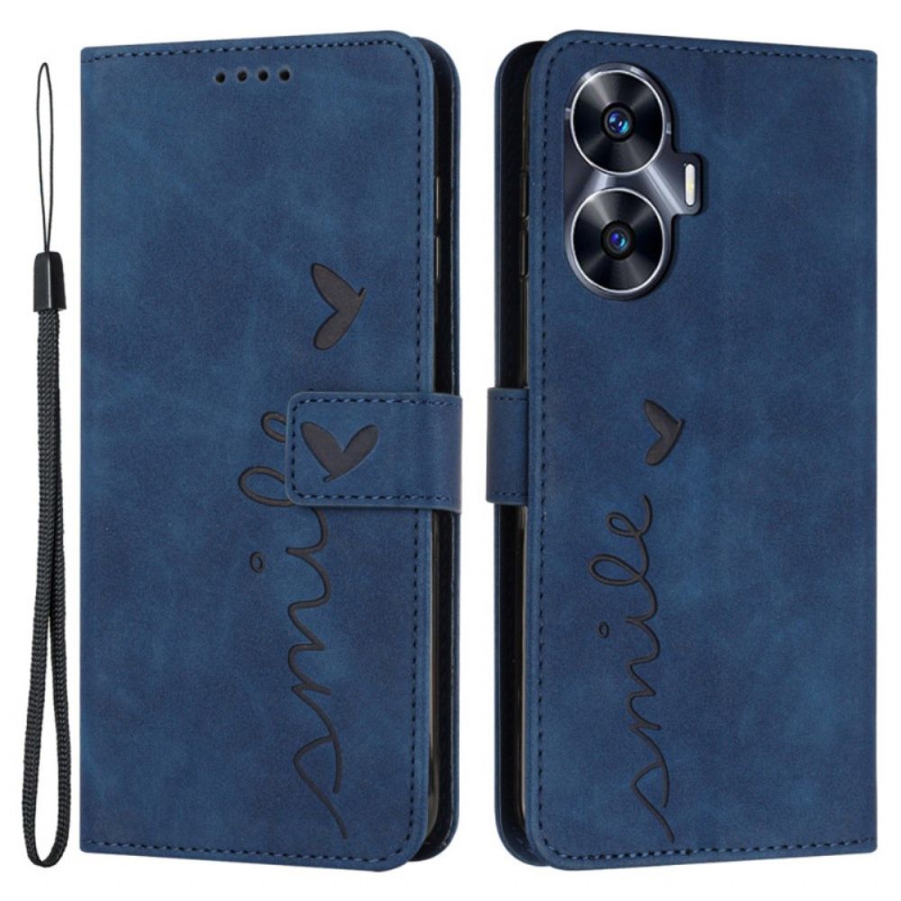 Leren Hoesje Voor Realme C55 Smile Met Koord