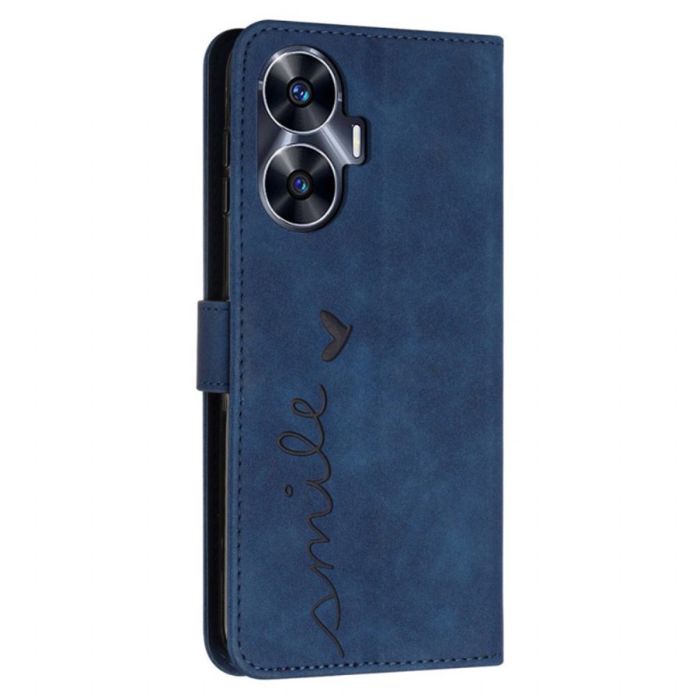 Leren Hoesje Voor Realme C55 Smile Met Koord