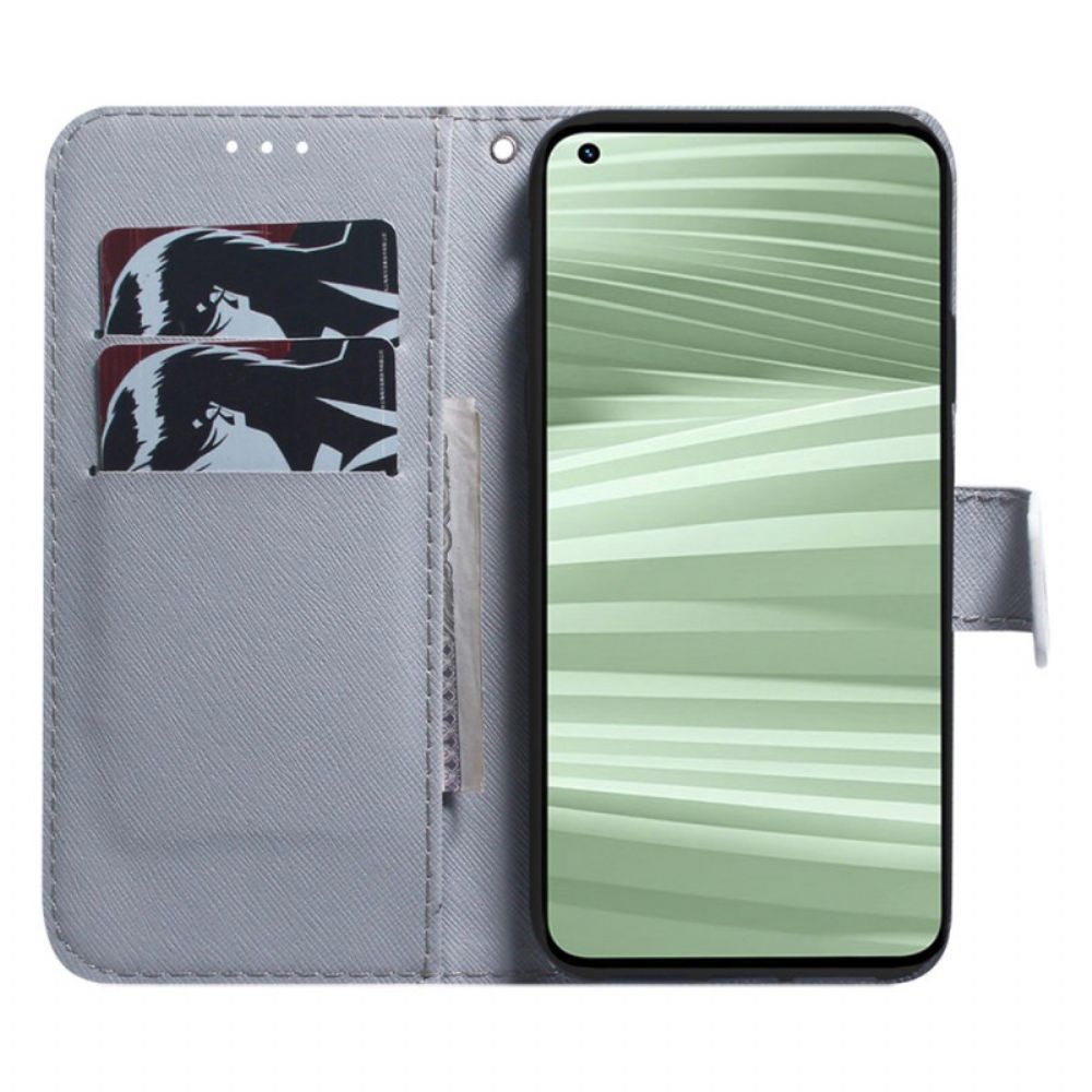 Leren Hoesje Voor Realme C55 Witte Tijger