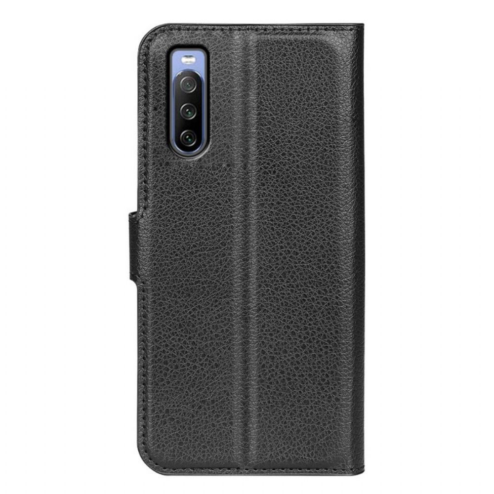 Folio-hoesje voor Sony Xperia 10 IV Klassiek Litchi Kunstleer