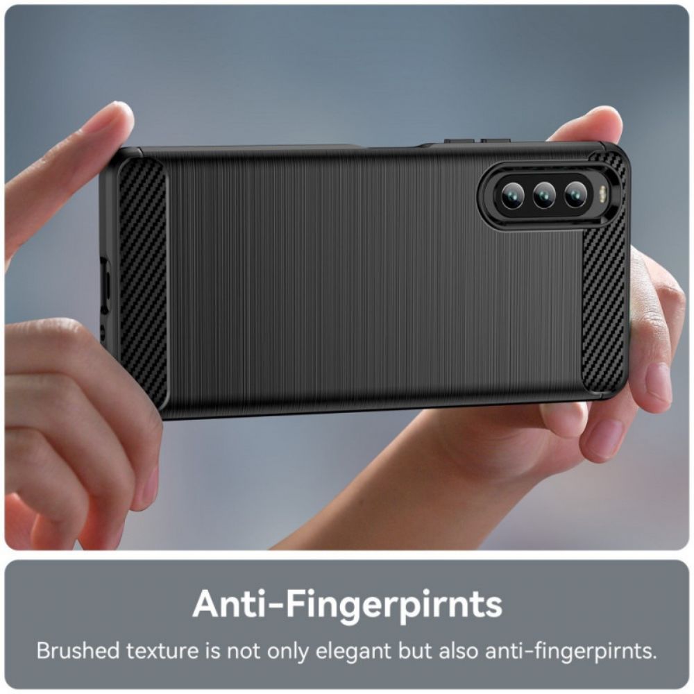 Hoesje voor Sony Xperia 10 IV Geborstelde Koolstofvezel