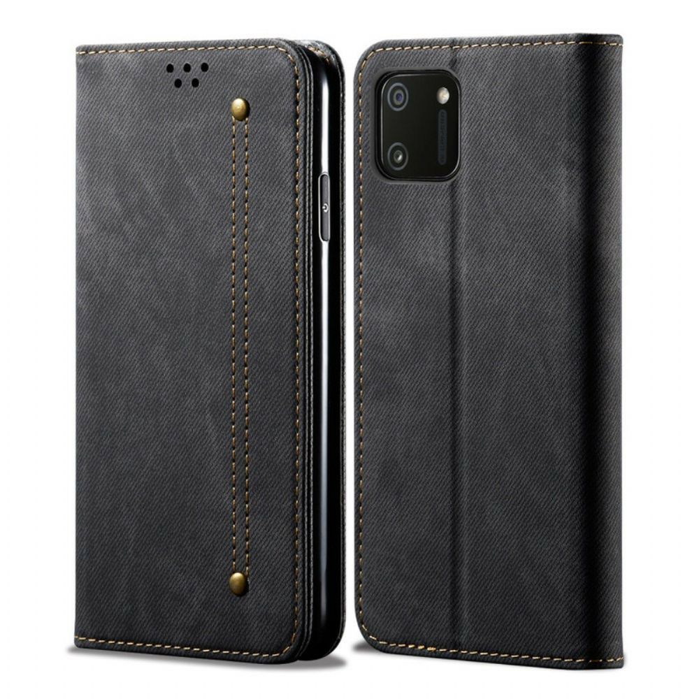 Bescherming Hoesje voor Realme C11 Folio-hoesje Imitatieleer Jeanstextuur