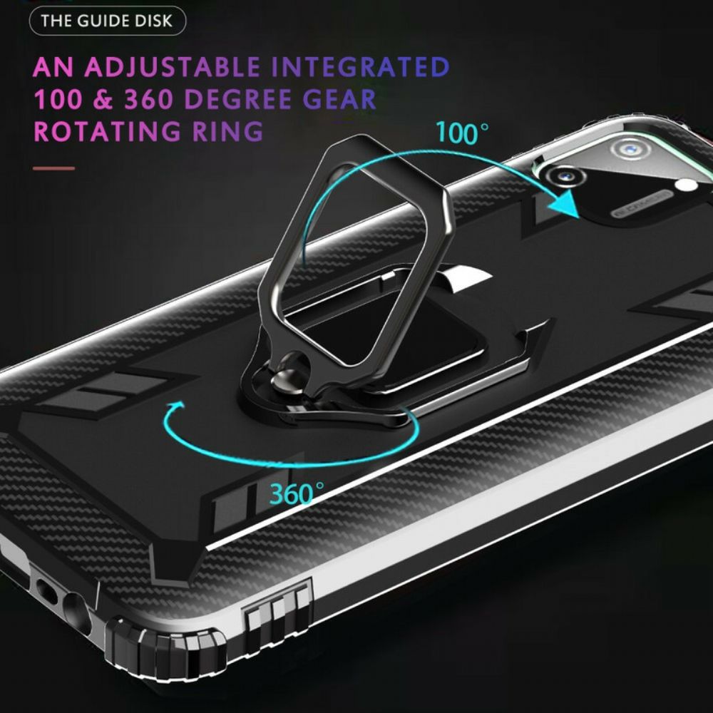 Hoesje voor Realme C11 Ring En Koolstofvezel