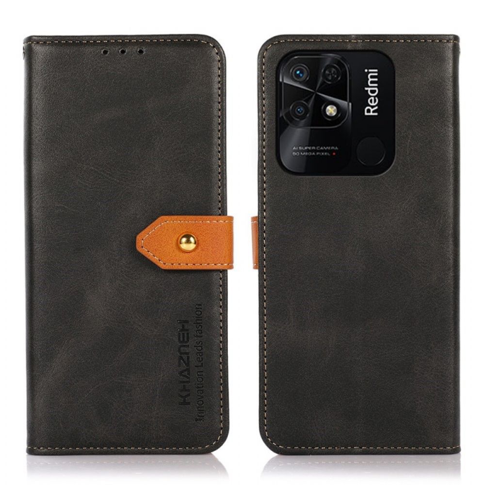 Flip Case voor Xiaomi Redmi 10C Tweekleurige Gouden Sluiting Khazneh