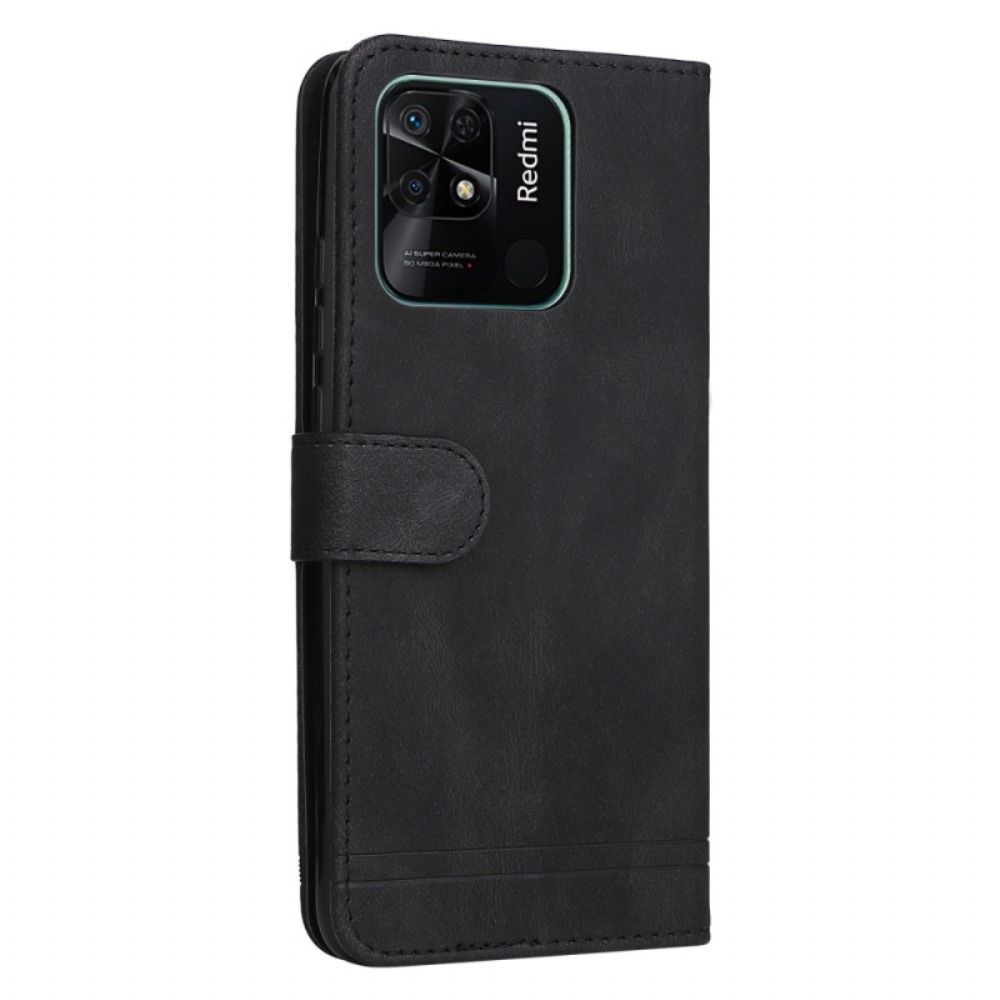 Folio-hoesje voor Xiaomi Redmi 10C Lederen Stijl Met Decoratieve Klinknagel