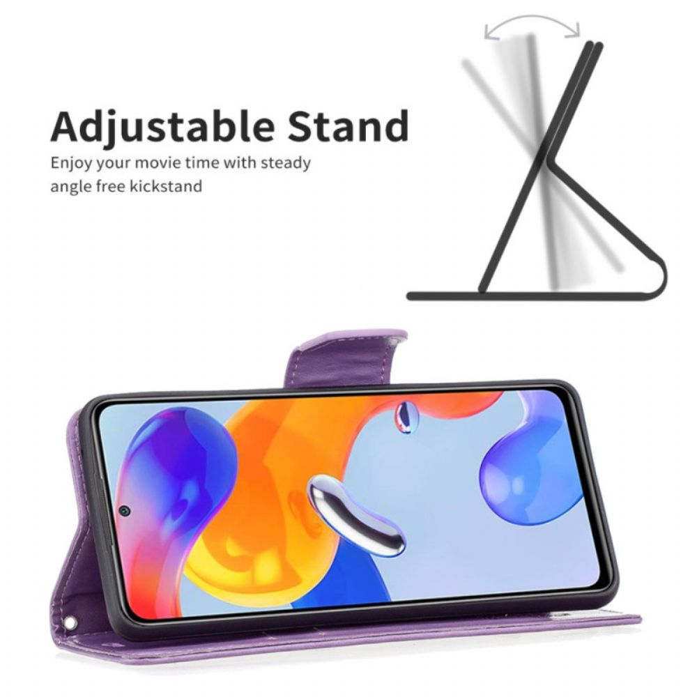 Folio-hoesje voor Xiaomi Redmi 10C Met Ketting Bandje Met Vlinderprint