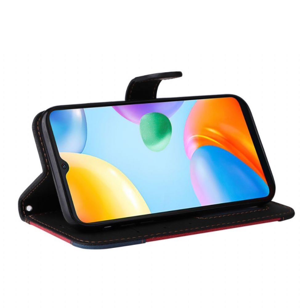 Folio-hoesje voor Xiaomi Redmi 10C Met Ketting Driekleurige Strappy