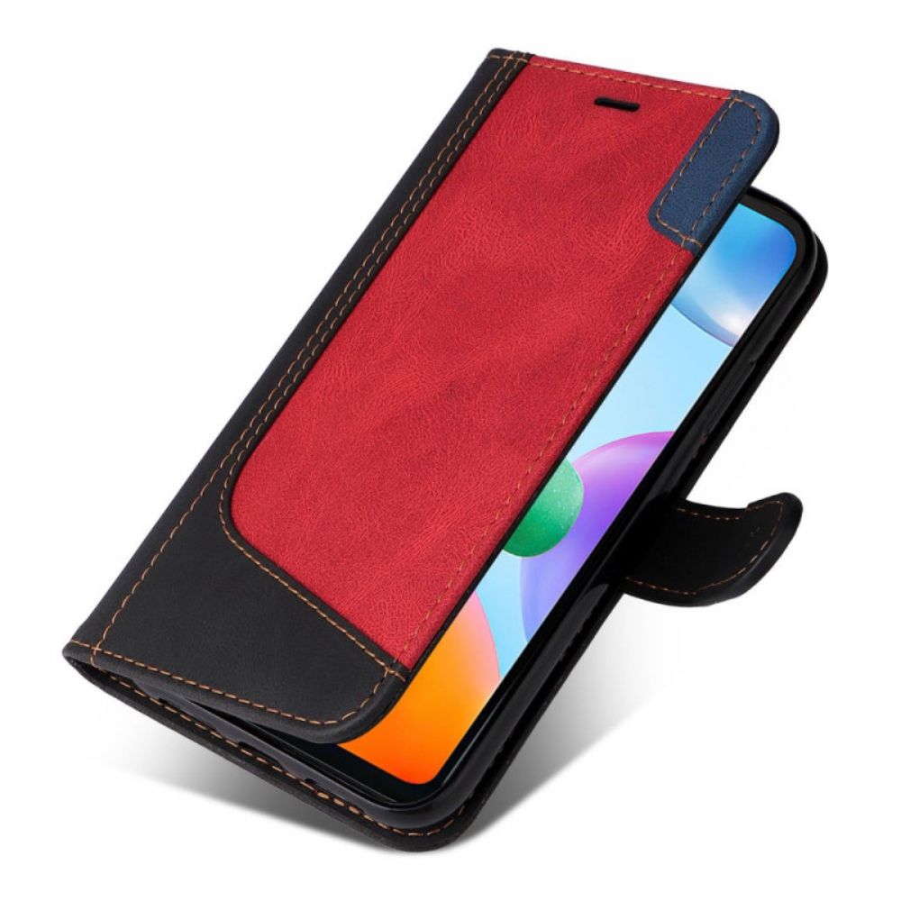 Folio-hoesje voor Xiaomi Redmi 10C Met Ketting Driekleurige Strappy