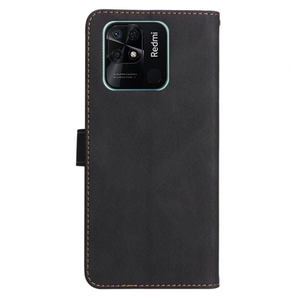 Folio-hoesje voor Xiaomi Redmi 10C Met Ketting Driekleurige Strappy