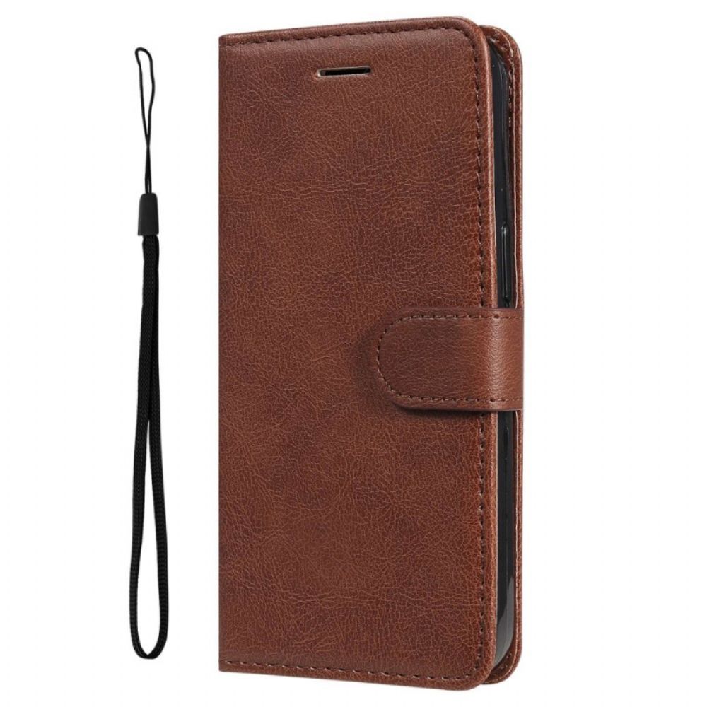 Folio-hoesje voor Xiaomi Redmi 10C Met Ketting Effen Strappy