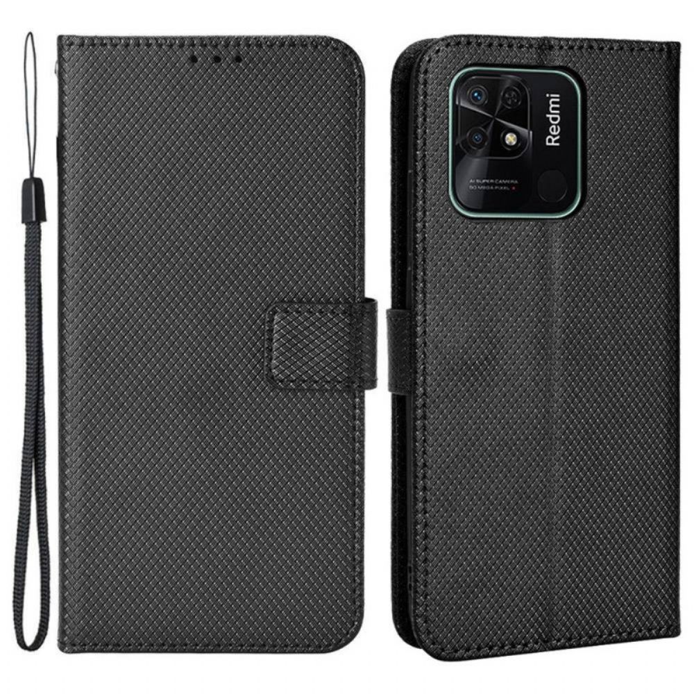Folio-hoesje voor Xiaomi Redmi 10C Met Ketting Gestileerde Kunstleren Band
