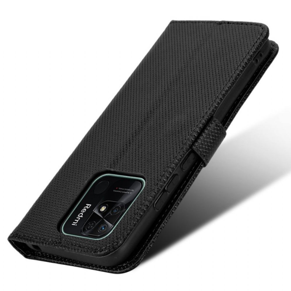 Folio-hoesje voor Xiaomi Redmi 10C Met Ketting Gestileerde Kunstleren Band