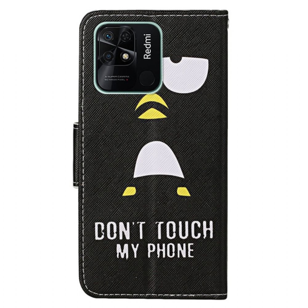 Folio-hoesje voor Xiaomi Redmi 10C Met Ketting Raak Mijn Telefoon Niet Aan Met Draagkoord