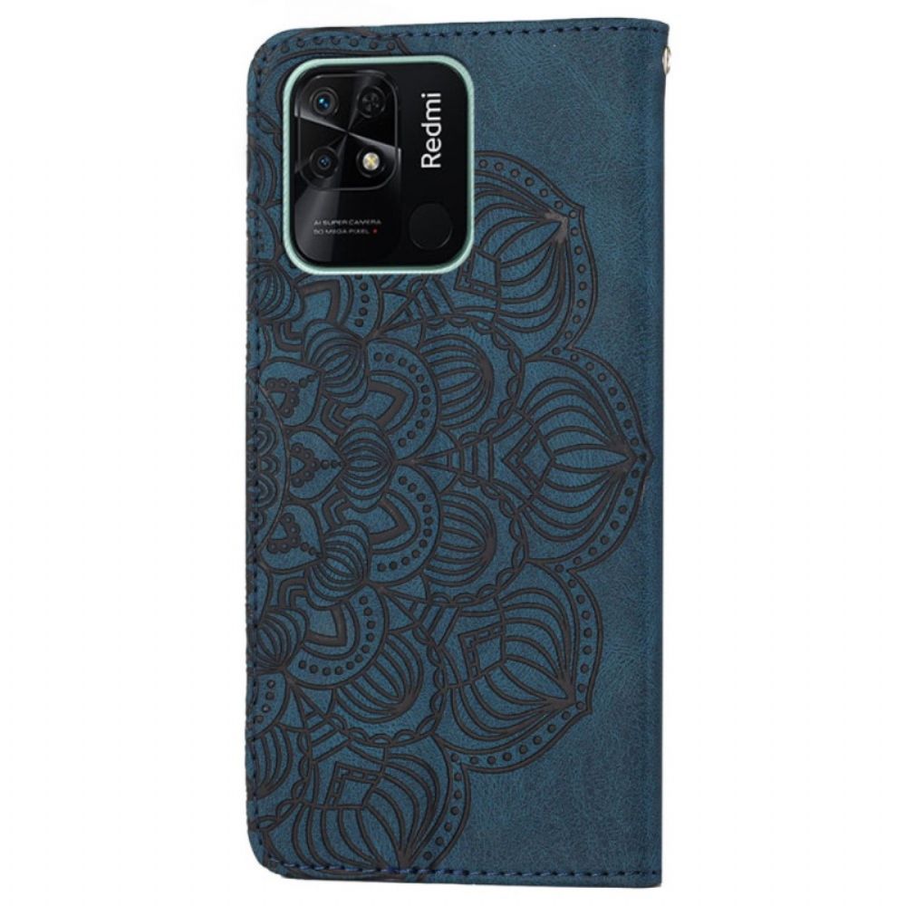 Folio-hoesje voor Xiaomi Redmi 10C Met Ketting String Mandala